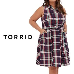 Torrid Poplin Collared Shirt Dress - Plaid Multi - Size 2X